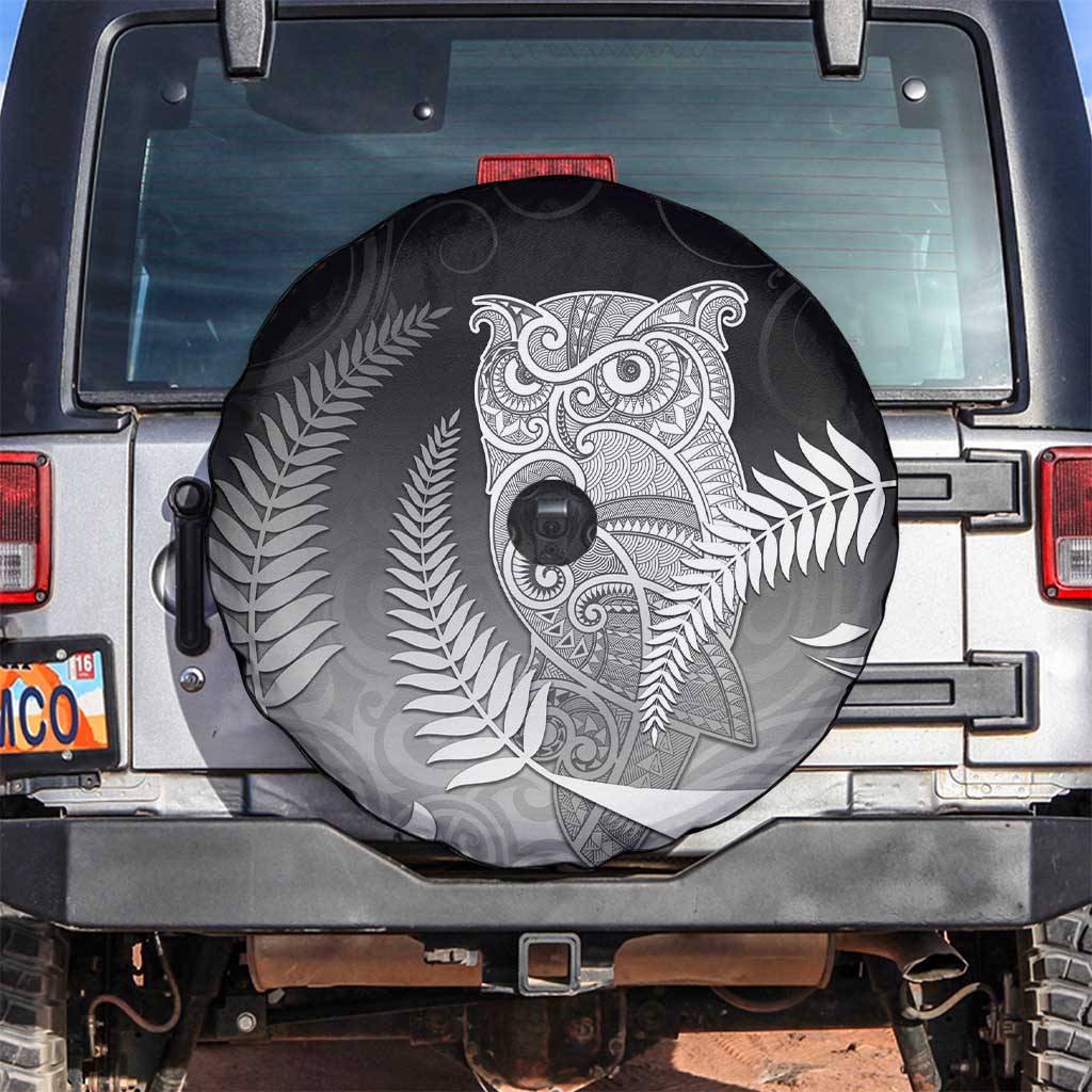New Zealand Aotearoa Ruru Spare Tire Cover Maori Fern Art Black LT05 Black - Polynesian Pride