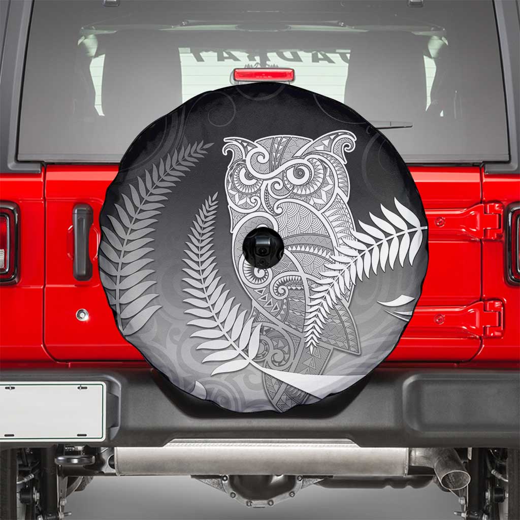 New Zealand Aotearoa Ruru Spare Tire Cover Maori Fern Art Black LT05 - Polynesian Pride