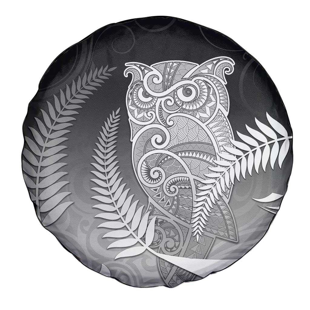 New Zealand Aotearoa Ruru Spare Tire Cover Maori Fern Art Black LT05 - Polynesian Pride