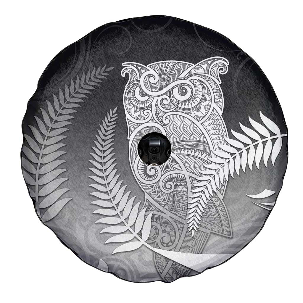 New Zealand Aotearoa Ruru Spare Tire Cover Maori Fern Art Black LT05 - Polynesian Pride
