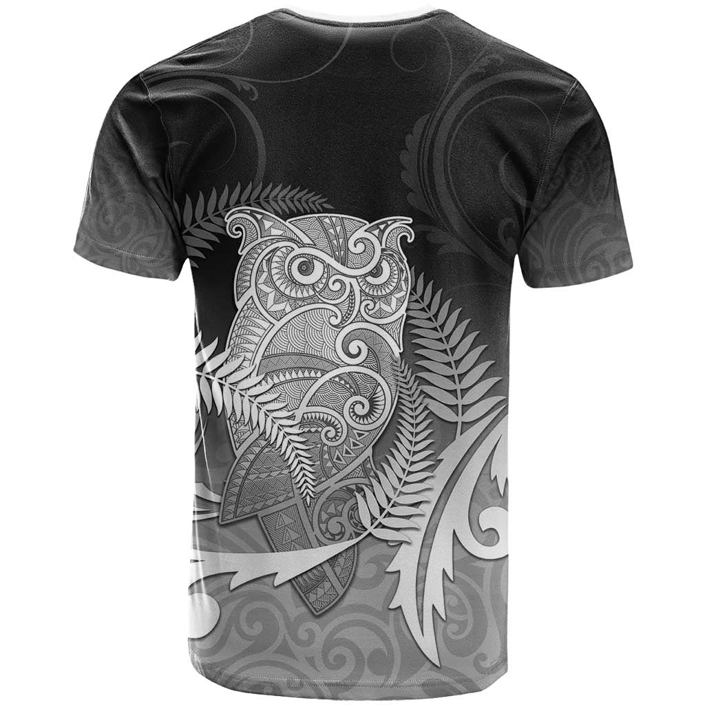 New Zealand Aotearoa Ruru T Shirt Maori Fern Art Black