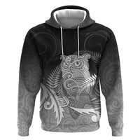 New Zealand Aotearoa Ruru Zip Hoodie Maori Fern Art Black LT05 Pullover Hoodie Black - Polynesian Pride