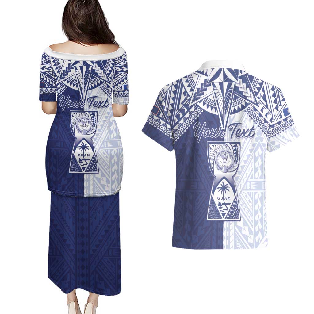 Personalised Northern Mariana Islands And Guam Couples Matching Puletasi and Hawaiian Shirt Latte Stone With Tribal Pattern LT05 - Polynesian Pride