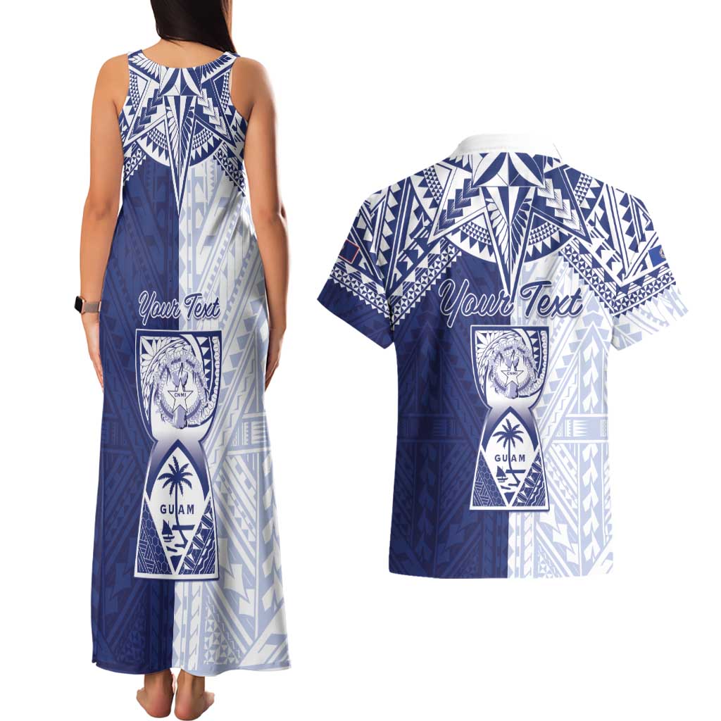 Personalised Northern Mariana Islands And Guam Couples Matching Tank Maxi Dress and Hawaiian Shirt Latte Stone With Tribal Pattern LT05 - Polynesian Pride