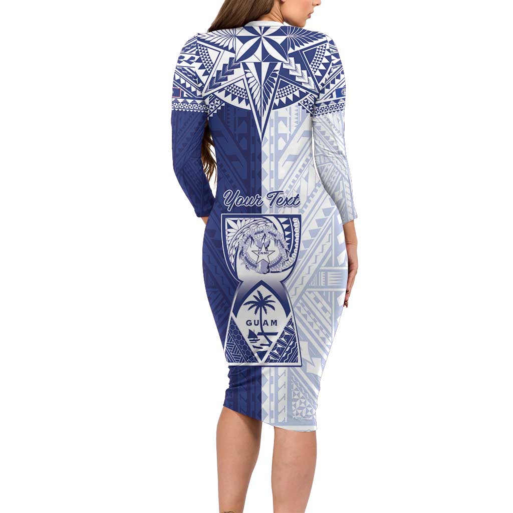Personalised Northern Mariana Islands And Guam Family Matching Long Sleeve Bodycon Dress and Hawaiian Shirt Latte Stone With Tribal Pattern LT05 - Polynesian Pride