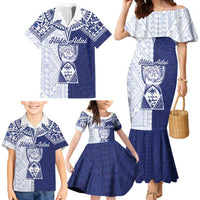 Personalised Northern Mariana Islands And Guam Family Matching Mermaid Dress and Hawaiian Shirt Latte Stone With Tribal Pattern LT05 - Polynesian Pride