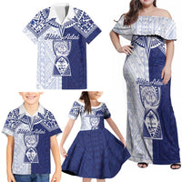 Personalised Northern Mariana Islands And Guam Family Matching Off Shoulder Maxi Dress and Hawaiian Shirt Latte Stone With Tribal Pattern LT05 - Polynesian Pride