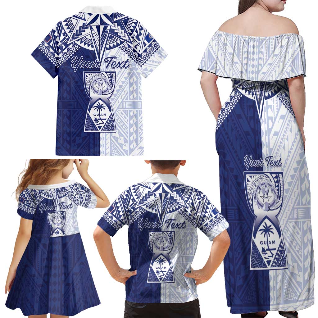 Personalised Northern Mariana Islands And Guam Family Matching Off Shoulder Maxi Dress and Hawaiian Shirt Latte Stone With Tribal Pattern LT05 - Polynesian Pride