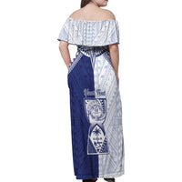 Personalised Northern Mariana Islands And Guam Family Matching Off Shoulder Maxi Dress and Hawaiian Shirt Latte Stone With Tribal Pattern LT05 - Polynesian Pride
