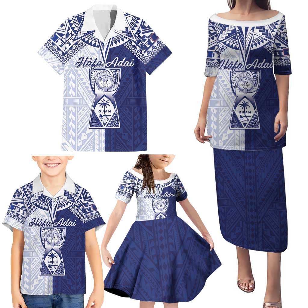 Personalised Northern Mariana Islands And Guam Family Matching Puletasi and Hawaiian Shirt Latte Stone With Tribal Pattern LT05 - Polynesian Pride
