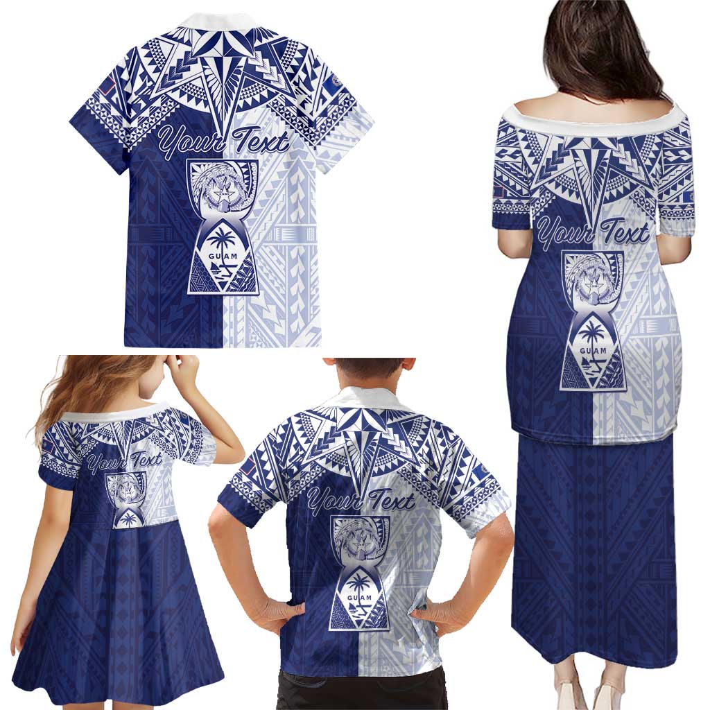 Personalised Northern Mariana Islands And Guam Family Matching Puletasi and Hawaiian Shirt Latte Stone With Tribal Pattern LT05 - Polynesian Pride