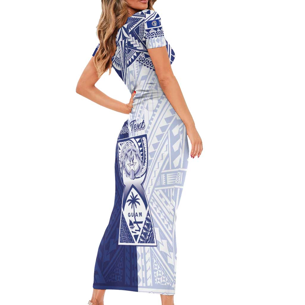 Personalised Northern Mariana Islands And Guam Family Matching Short Sleeve Bodycon Dress and Hawaiian Shirt Latte Stone With Tribal Pattern LT05 - Polynesian Pride