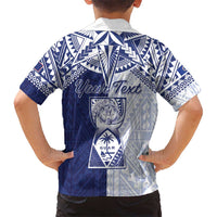 Personalised Northern Mariana Islands And Guam Kid Hawaiian Shirt Latte Stone With Tribal Pattern LT05 - Polynesian Pride
