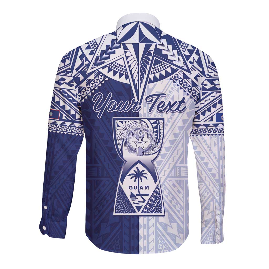 Personalised Northern Mariana Islands And Guam Long Sleeve Button Shirt Latte Stone With Tribal Pattern LT05 - Polynesian Pride