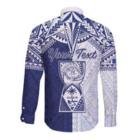 Personalised Northern Mariana Islands And Guam Long Sleeve Button Shirt Latte Stone With Tribal Pattern LT05 - Polynesian Pride