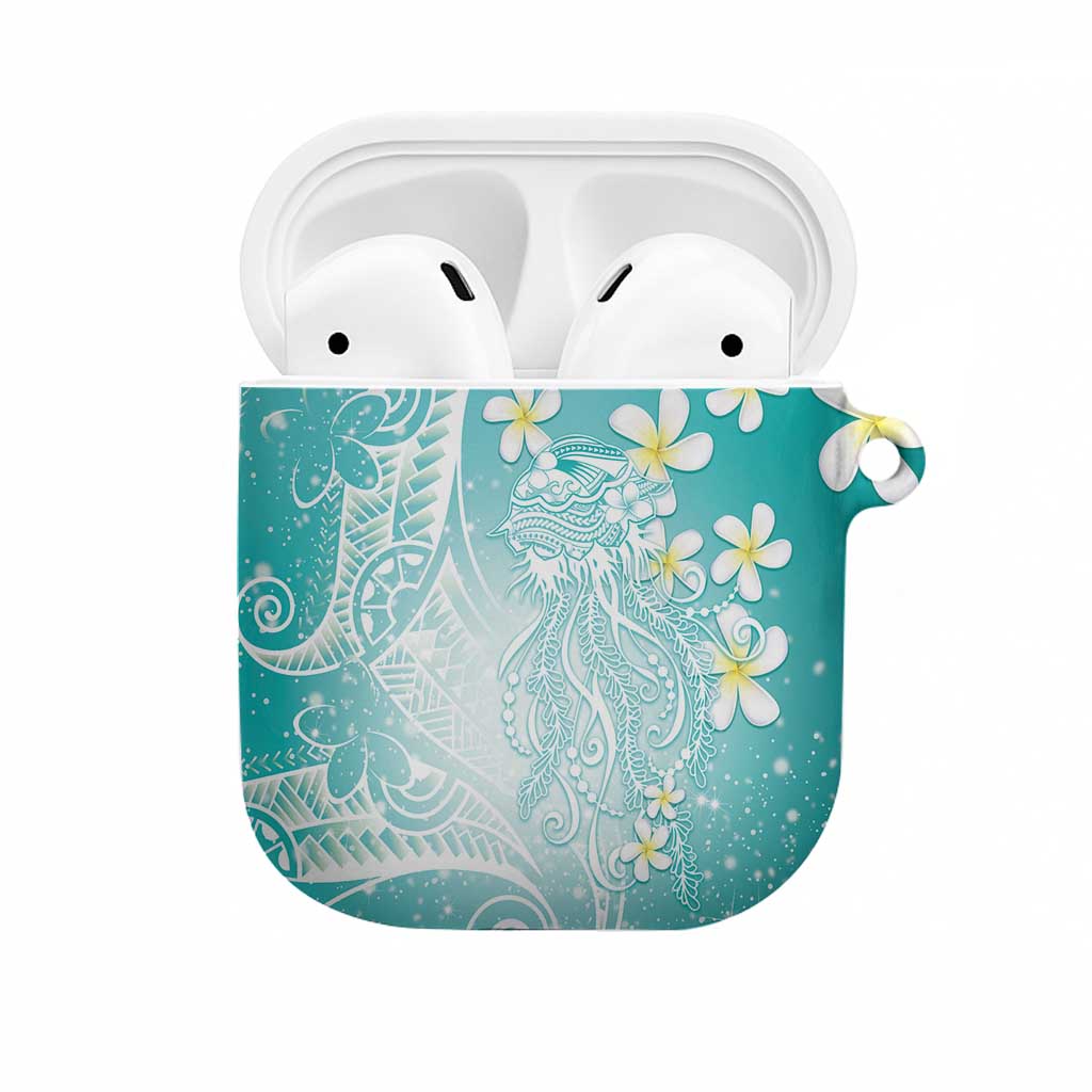 Polynesian Jellyfish AirPods Case With Plumeria Teal