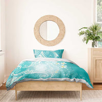Polynesian Jellyfish Bedding Set With Plumeria Teal