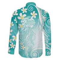Polynesian Jellyfish Family Matching Mermaid Dress and Hawaiian Shirt With Plumeria Teal LT05 - Polynesian Pride