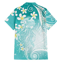 Polynesian Jellyfish Hawaiian Shirt With Plumeria Teal LT05 - Polynesian Pride