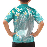 Polynesian Jellyfish Hawaiian Shirt With Plumeria Teal LT05 - Polynesian Pride