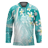 Polynesian Jellyfish Hockey Jersey With Plumeria Teal LT05 Unisex Teal - Polynesian Pride