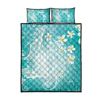 Polynesian Jellyfish Quilt Bed Set With Plumeria Teal