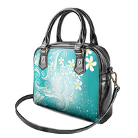 Polynesian Jellyfish Shoulder Handbag With Plumeria Teal