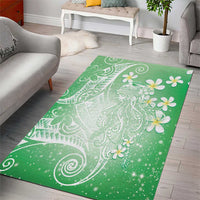 Polynesian Jellyfish Area Rug With Plumeria Green
