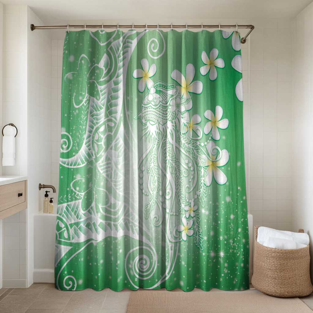 Polynesian Jellyfish Bathroom Set With Plumeria Green