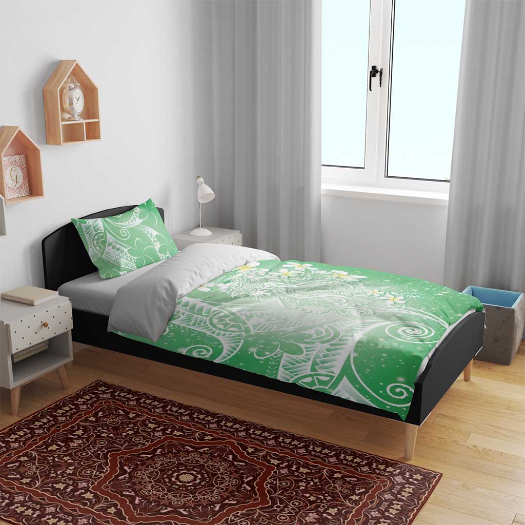 Polynesian Jellyfish Bedding Set With Plumeria Green