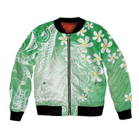 Polynesian Jellyfish Bomber Jacket With Plumeria Green