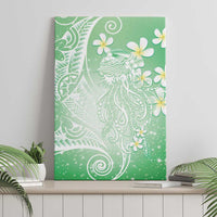 Polynesian Jellyfish Canvas Wall Art With Plumeria Green