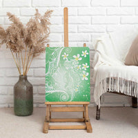 Polynesian Jellyfish Canvas Wall Art With Plumeria Green