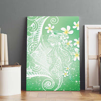 Polynesian Jellyfish Canvas Wall Art With Plumeria Green