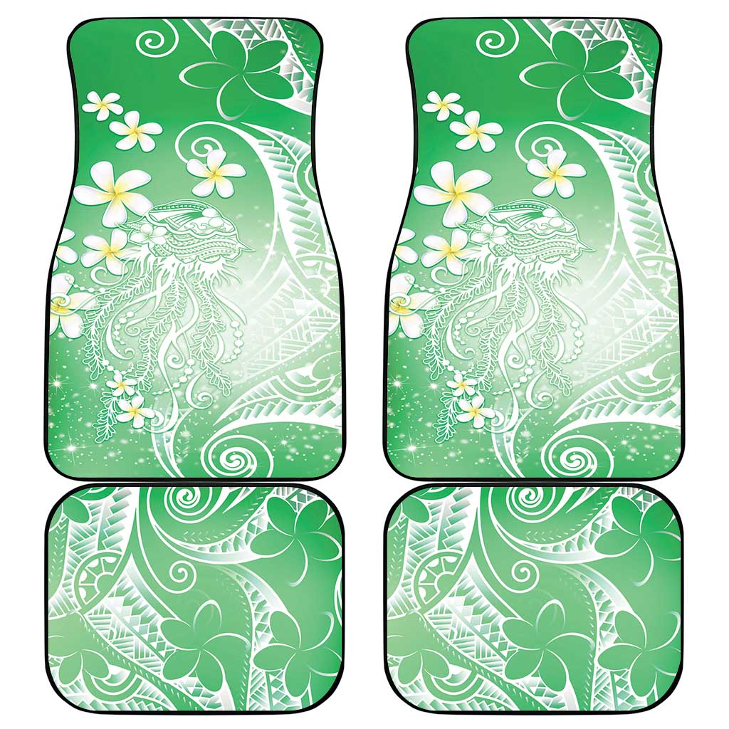 Polynesian Jellyfish Car Mats With Plumeria Green