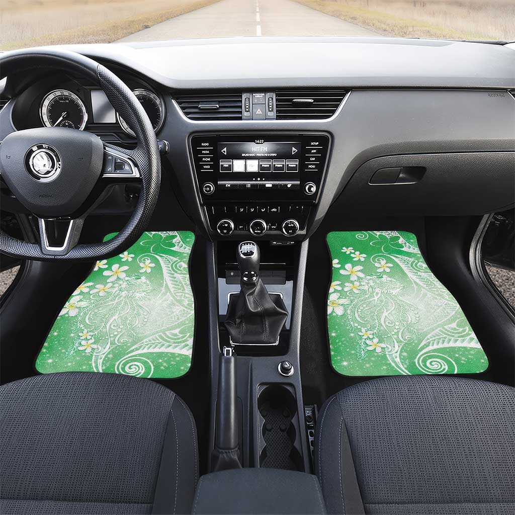 Polynesian Jellyfish Car Mats With Plumeria Green