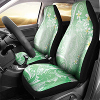 Polynesian Jellyfish Car Seat Cover With Plumeria Green