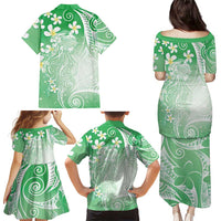 Polynesian Jellyfish Family Matching Puletasi and Hawaiian Shirt With Plumeria Green LT05 - Polynesian Pride