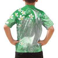 Polynesian Jellyfish Hawaiian Shirt With Plumeria Green