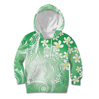 Polynesian Jellyfish Kid Hoodie With Plumeria Green