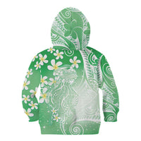 Polynesian Jellyfish Kid Hoodie With Plumeria Green
