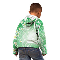 Polynesian Jellyfish Kid Hoodie With Plumeria Green
