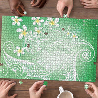 Polynesian Jellyfish Puzzle With Plumeria Green