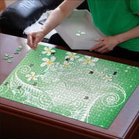 Polynesian Jellyfish Puzzle With Plumeria Green