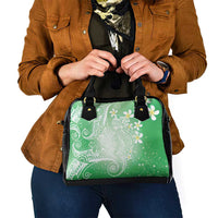 Polynesian Jellyfish Shoulder Handbag With Plumeria Green