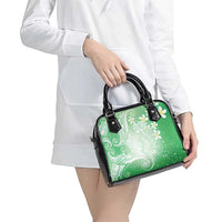 Polynesian Jellyfish Shoulder Handbag With Plumeria Green