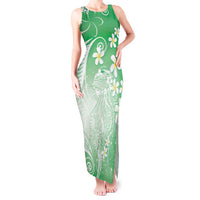 Polynesian Jellyfish Tank Maxi Dress With Plumeria Green