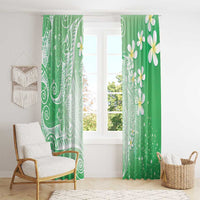 Polynesian Jellyfish Window Curtain With Plumeria Green