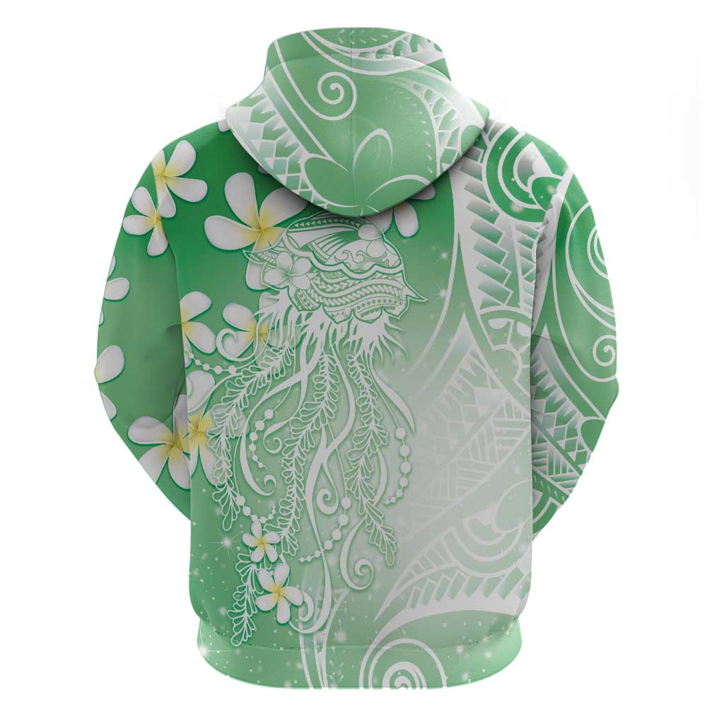 Polynesian Jellyfish Zip Hoodie With Plumeria Green LT05 - Polynesian Pride