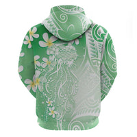 Polynesian Jellyfish Zip Hoodie With Plumeria Green LT05 - Polynesian Pride